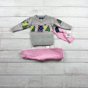 Andy & Evan Baby Girl Set Knit Pants Fair Isle Tree Sweater NWT 3-6 Months